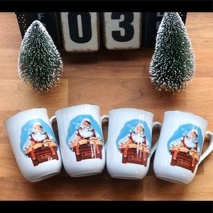 (4) VTG 1985 Norman Rockwell Museum Santa Mugs